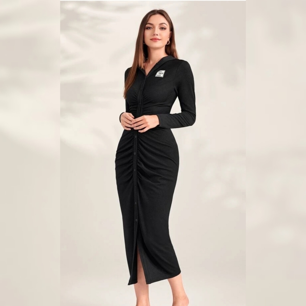 Ruched button through dress